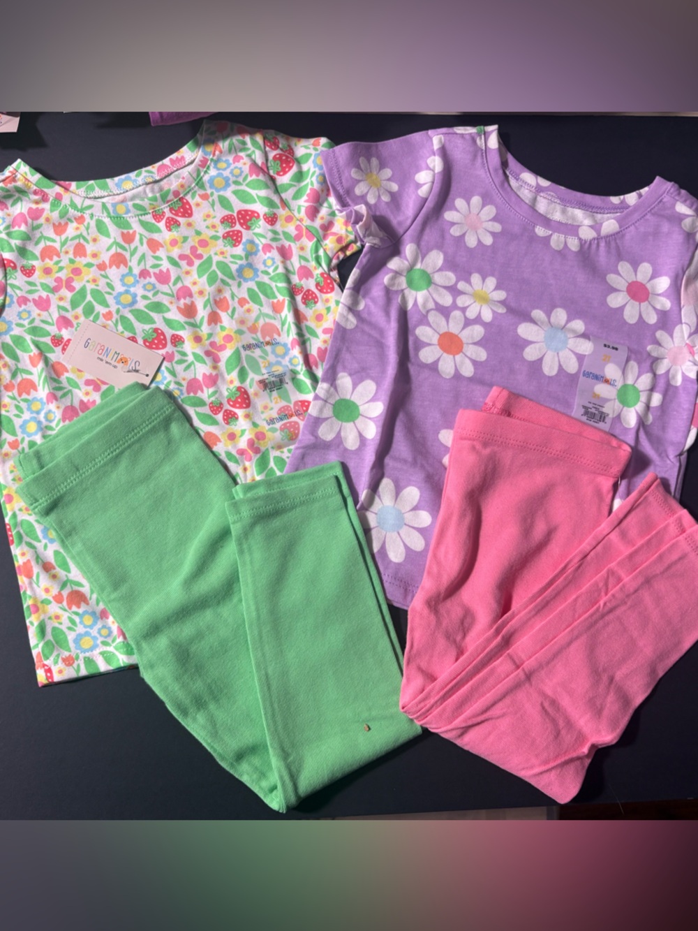 Garanimals Girls Floral & Daisy Matching Sets in Purple, Green, Pink